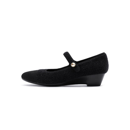 Vintage Tweed Low Heel Strap Mary Jane Shoes-0