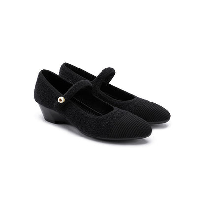 Vintage Tweed Low Heel Strap Mary Jane Shoes-2
