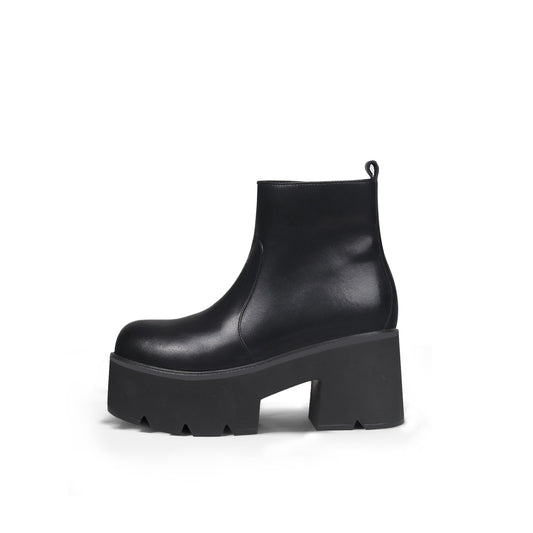 Zipped Thick Heel Black Platform Boots-0