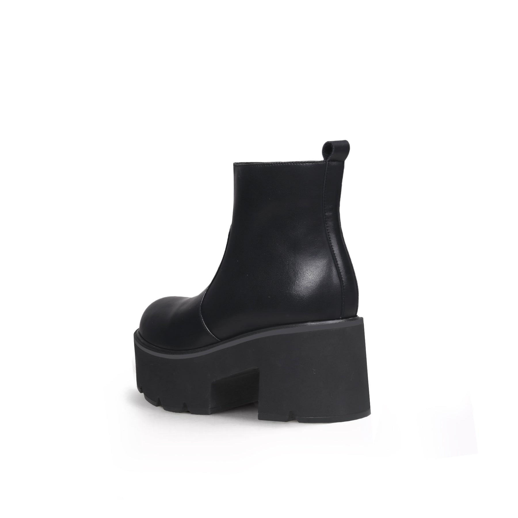 Zipped Thick Heel Black Platform Boots-2