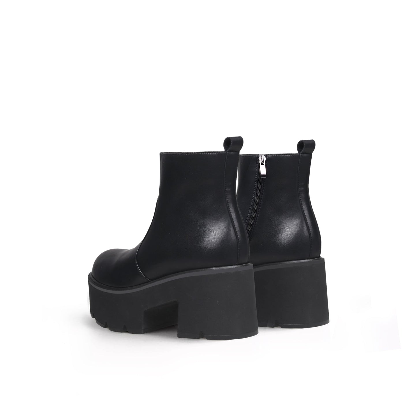 Zipped Thick Heel Black Platform Boots-3