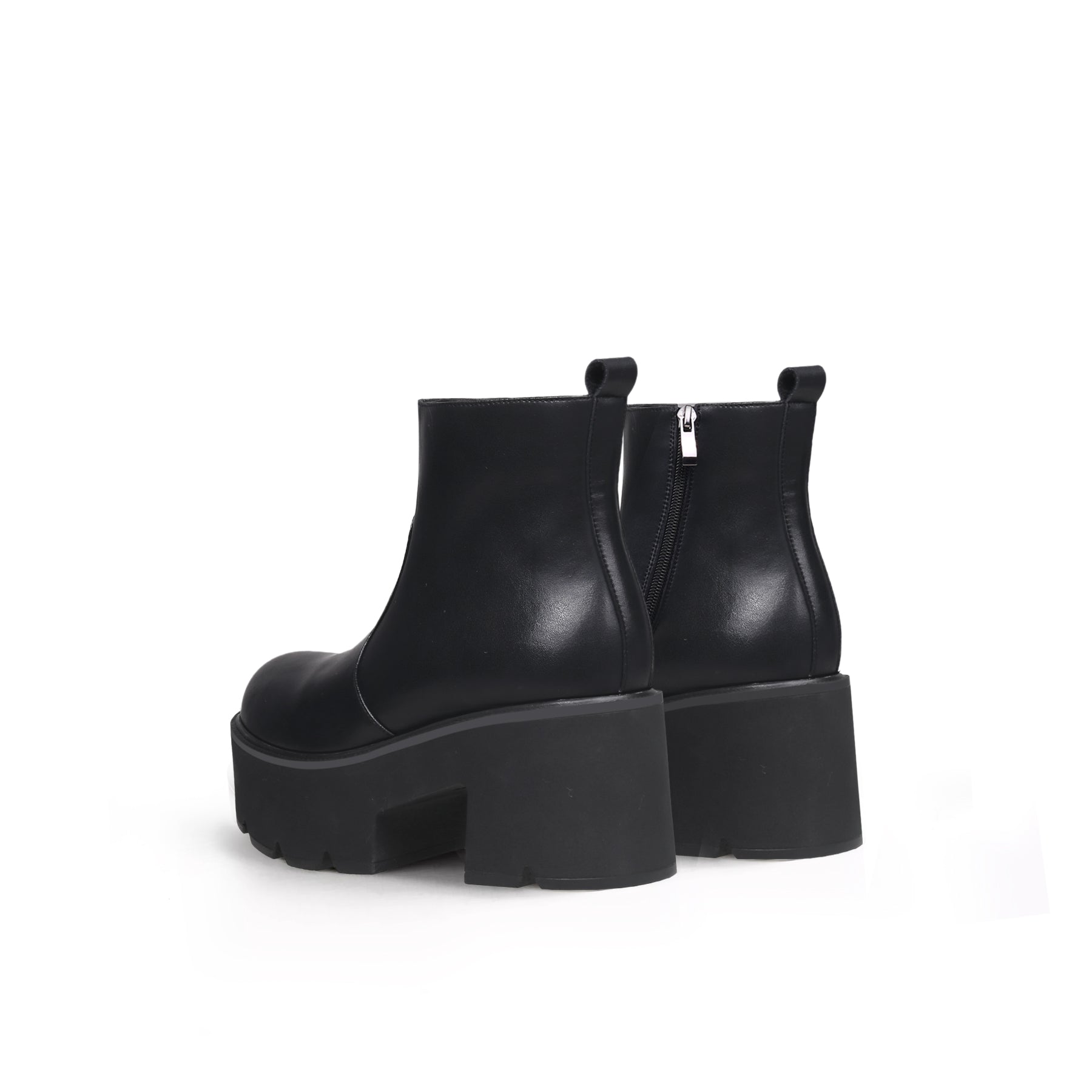 Zipped Thick Heel Black Platform Boots-3