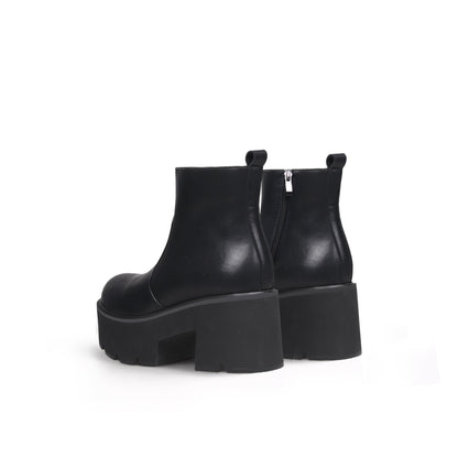 Zipped Thick Heel Black Platform Boots-3