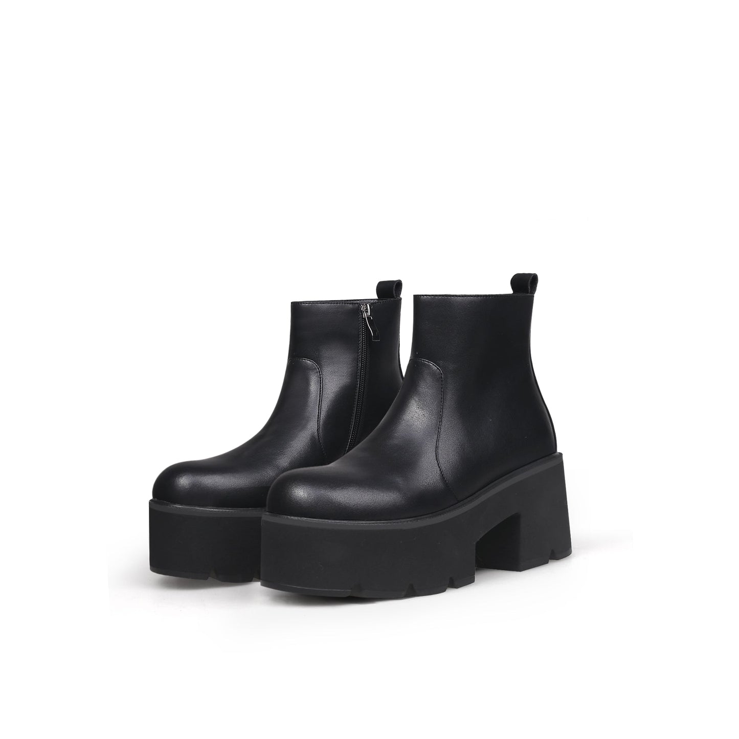 Zipped Thick Heel Black Platform Boots-4