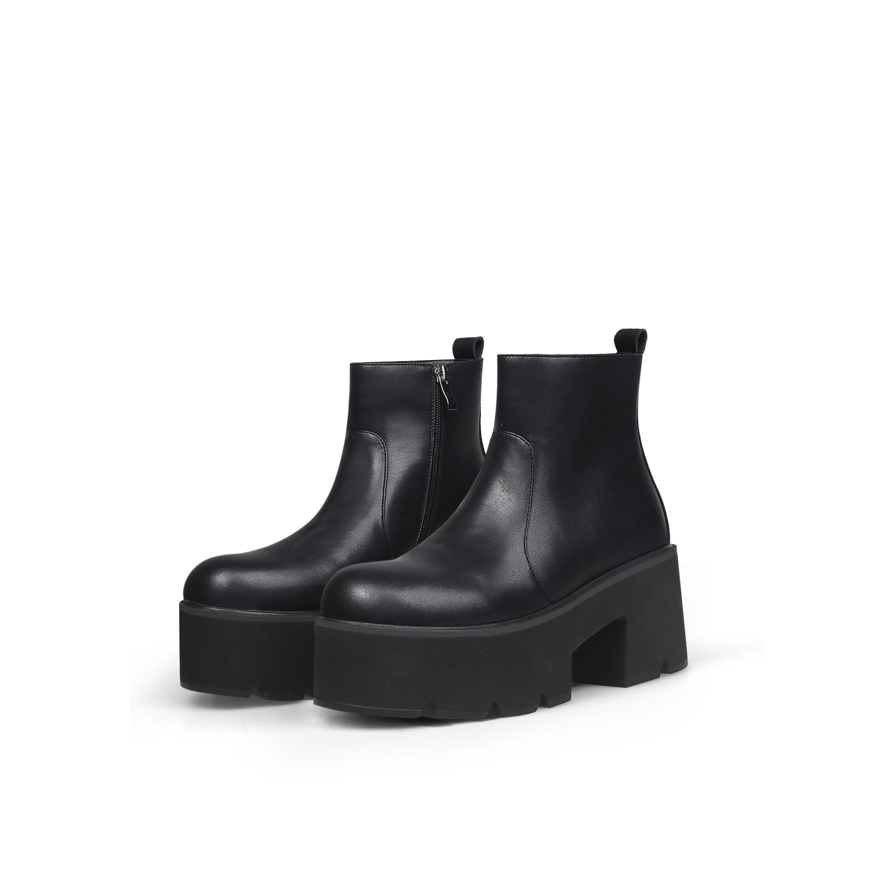 Zipped Thick Heel Black Platform Boots-4